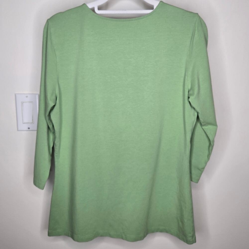 L.L. Bean Womens Grannysmith Apple Green Surplice (Faux Wrap) Top Size M - Picture 4 of 5